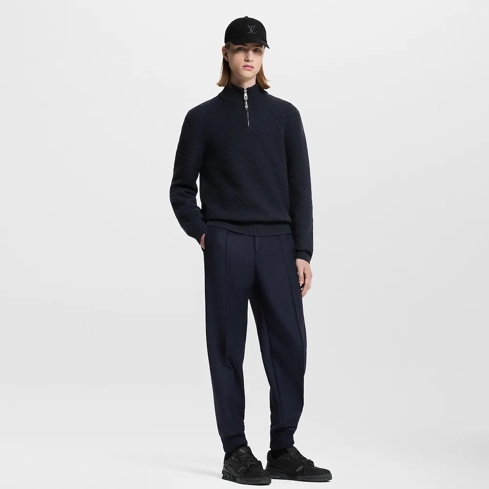 Louis Vuitton/Louis Vuitton checkerboard half-zip turtleneck sweater